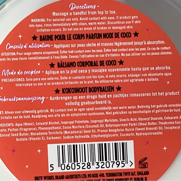 DIRTY WORKS Bahama Balm-A Coconut Body Balm 6.7 fl oz - NEW lotion - Picture 4 of 5